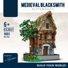 Ungiftige Mittelalterliche Schmiede Magisches Haus Taverne Bausteine Moc Stadt Straßenansicht Steine Set Desktop-Dekoration für Erwachsene Kinderspielzeug Geschenk