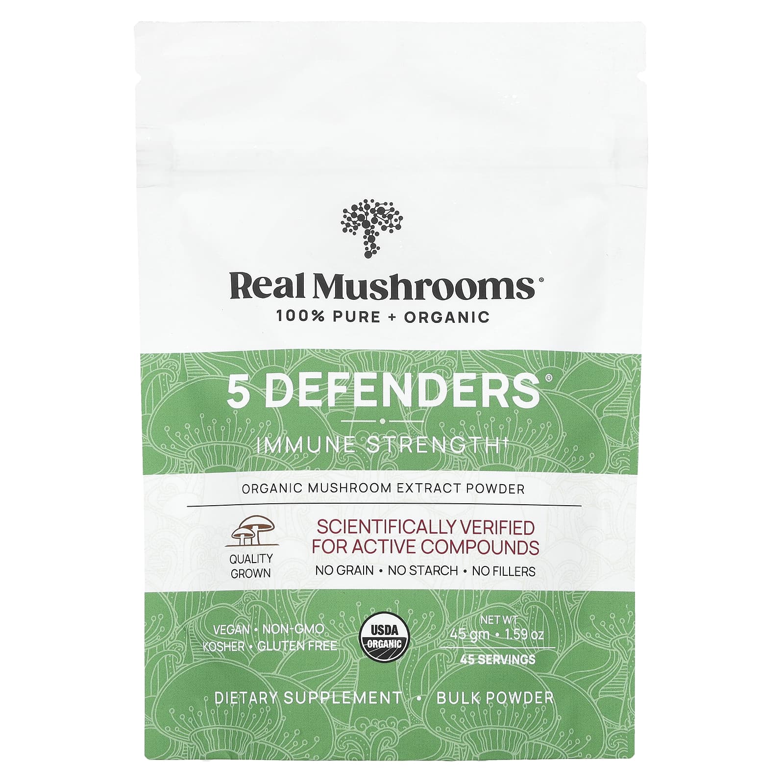 

5 Defenders, Organic Mushroom Extract Powder, 45G(1.59Oz)