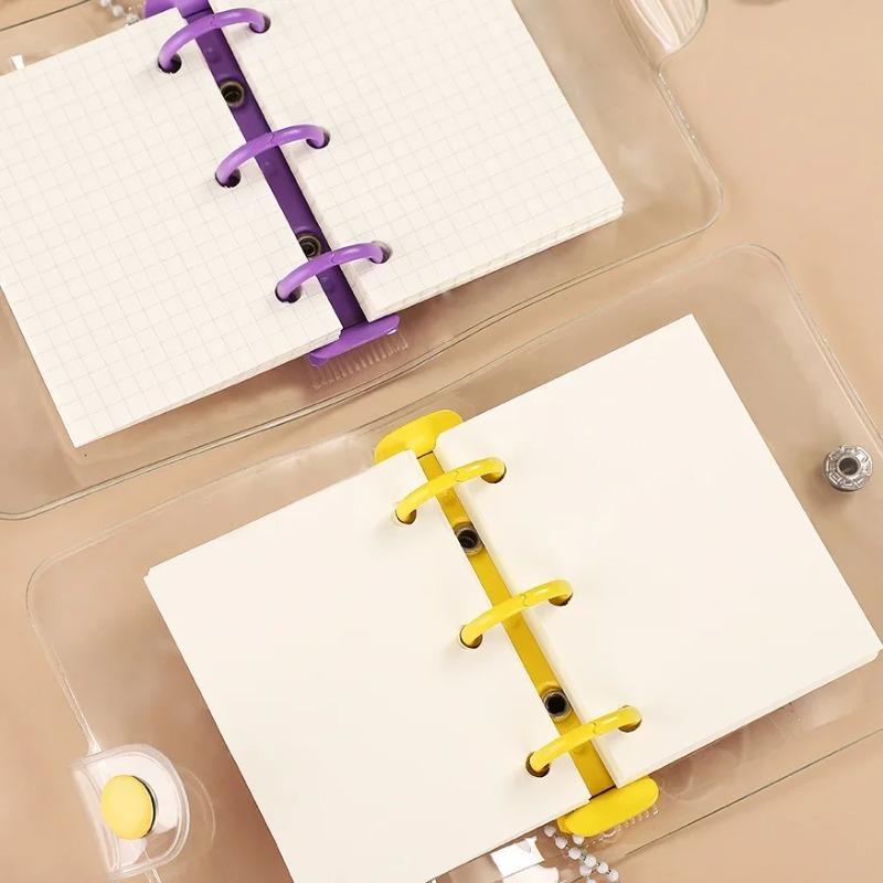 Creativo Carino Trasparente 3 anelli Mini Raccoglitore a fogli mobili Quaderno Portatile per Studenti Raccoglitore Forniture Scolastiche