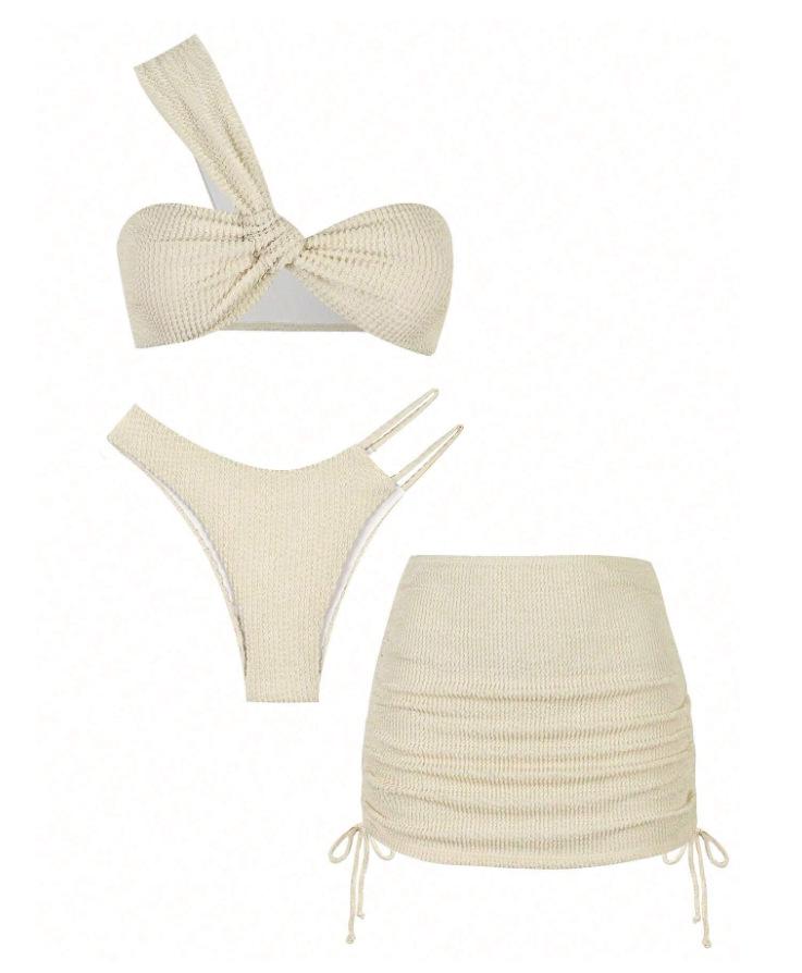 2025 European & American One-Shoulder Bikini Set with Sexy Hollow-Out Design