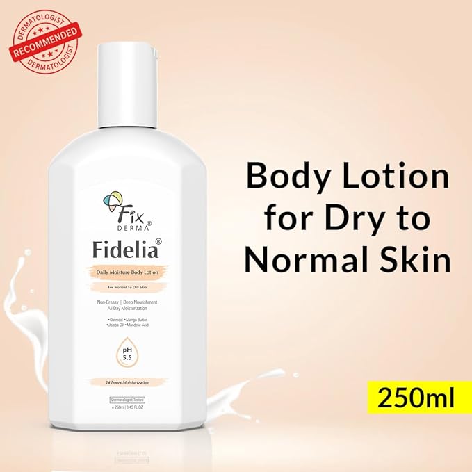 Fixderma Fidelia Daily Moisture Face & Body Winter Lotion for Women & Men | Body Lotion for Dry Skin with Jojoba Oil & Oatmeal - 250Ml