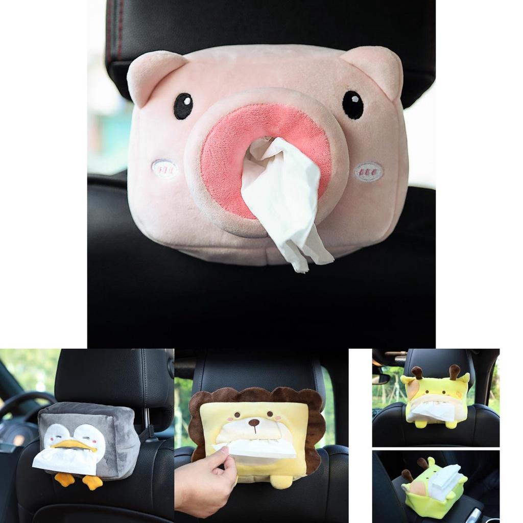 Cute Plush Car Tissue Box Holder Cartoon Animal Design Suitable For Car And Home Use