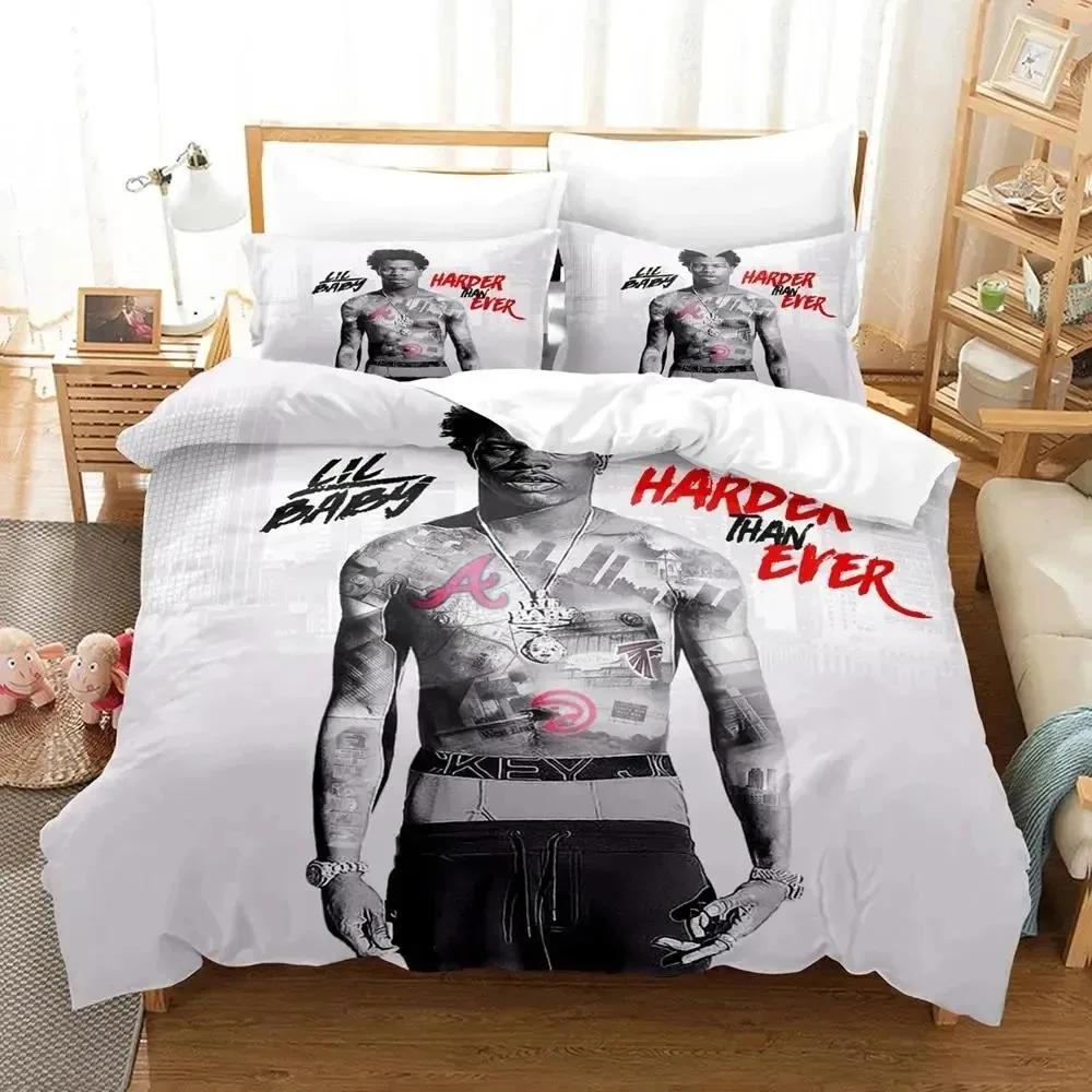 

Rapper lil baby Комплект постельного белья для мальчиков и девочек Twin Queen Size Пододеяльник Наволочка Кровать для мальчиков и взрослых Мода Домашний текстиль Текстиль EU single(135x200cm)