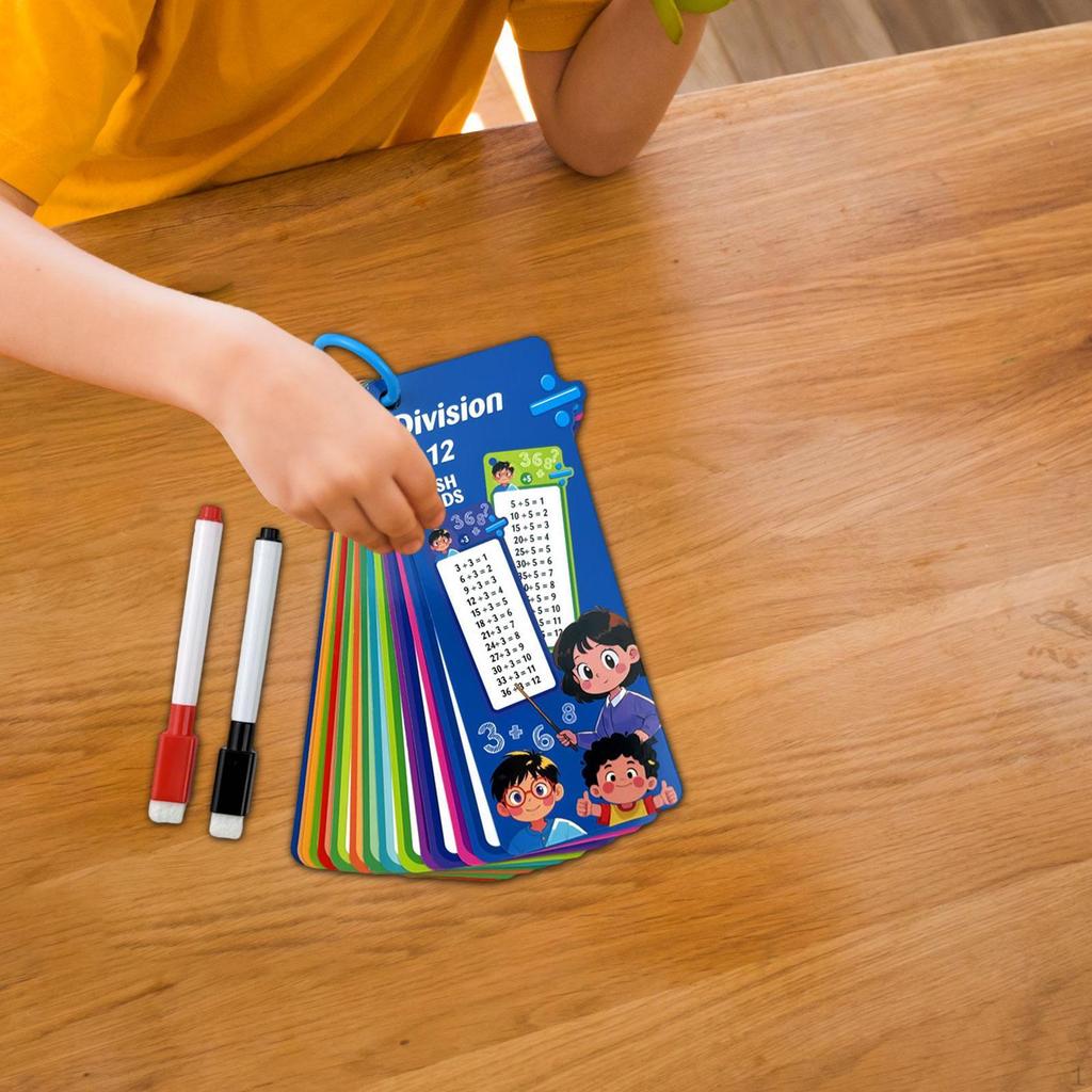 Kids Mathematics Flashcard with Binder Ring Reusable Tear Resistance 15 Card