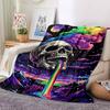 1pc Skull Rainbow Blanket, Lightweight Flannel Throw Blanket For Sofa, Bed, Travel221