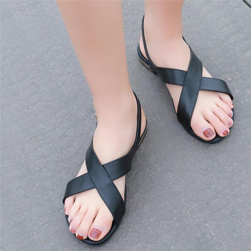 Comfortable Summer Shoes Women Sandals Genuine Leather Flats Flip Flops Sandal Casual Beach Shoes Ladies Large Size 45 Footwear
