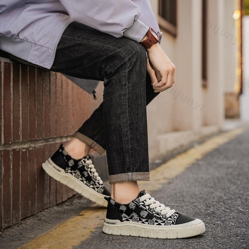 Fashion 2025 Autumn New Fashion Trend Casual Thick Soled Canvas Shoes for Men Breathable Low Top Comofrtable Versatile Chunky Sneakers