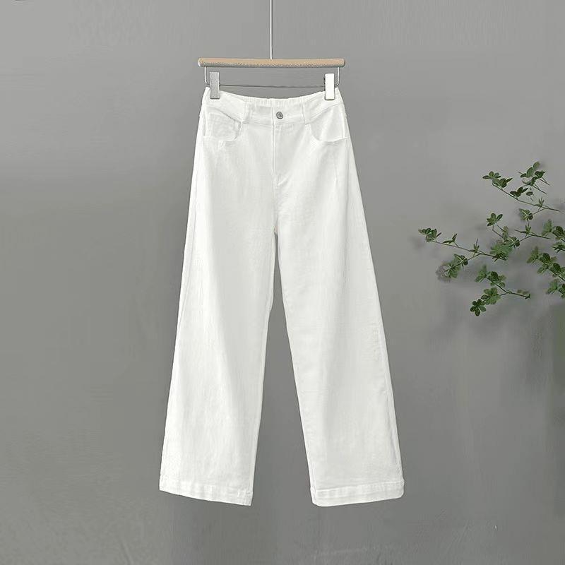 

2026 Spring Korean Style High-Waisted Slimming Versatile Plus Size Casual Loose Straight Pants M (suggested 90-104 jin) білий