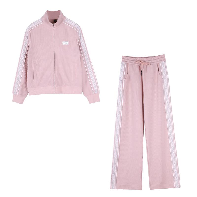 

2025 Women s Versatile Two-Piece Autumn Set: Sporty Jacket & Slimming Straight-Leg Pants M розовый/цветочный