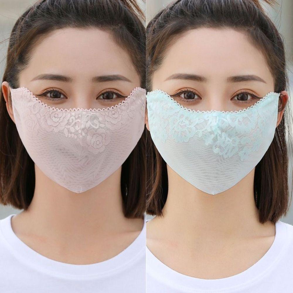 Flower Sunscreen Lace Mask Hanging Ear UV Protection Mask Sunscreen Face Cover Riding