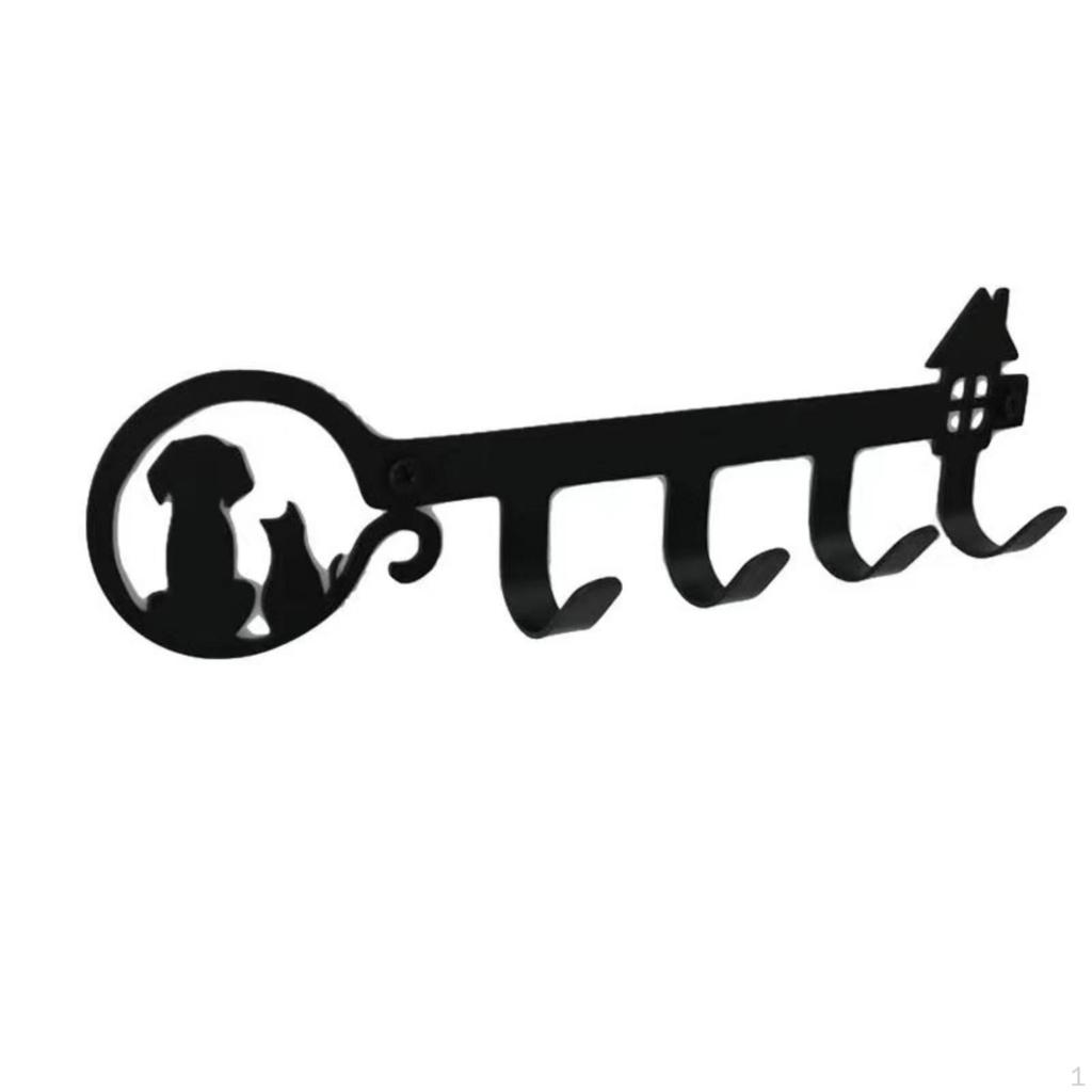 Key Hook Rack Decorative Wall Holder SpaceSaving Metal for Entryway, Hallway, Office Cat Dog