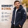 Men Fleece Lined Hooded Jacket, Warm Full‑Zip Winter Outerwear, Windproof Water‑Resistant Casual Coat with Multi Zipper Pockets for Outdoor Daily Wear