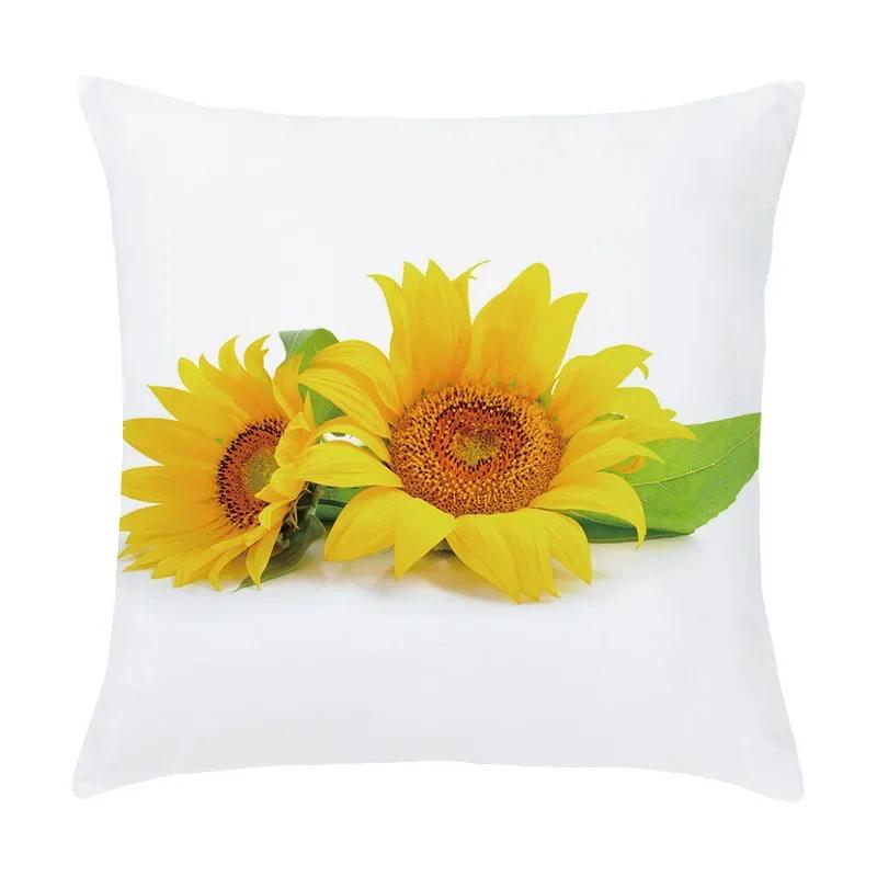 Sunflower Printed Cushion Cover Sofa Home Decor Pillowcase Splendid Floral Plant