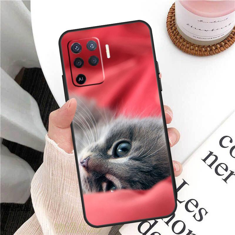 Cute Cat Animal Case For Oppo A98 A58 A78 A18 A38 A60 A80 A40 A77 A57 A17 A74 A54 A94 A96 A76 A16 A15 A5 Pro