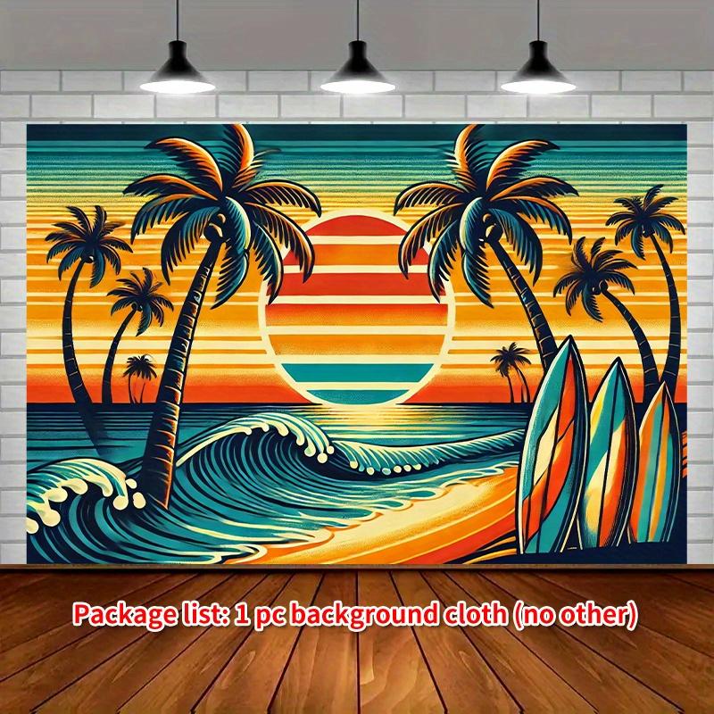 1 piece of vibrant summer beach surfing sunset background decoration a colorful polyester fiber party banner