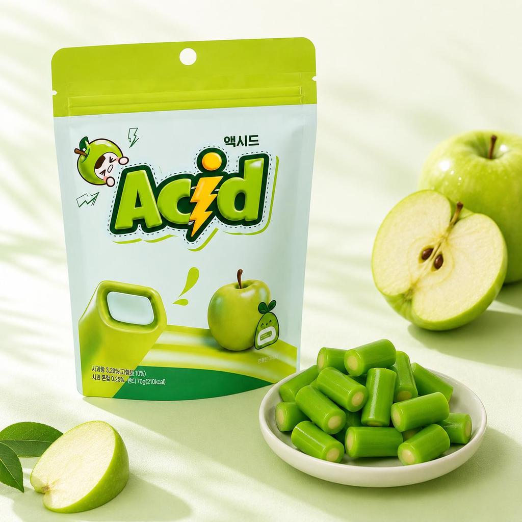 YEM Apfel-Geschmack Würfel gefüllte Gummibonbons 70g