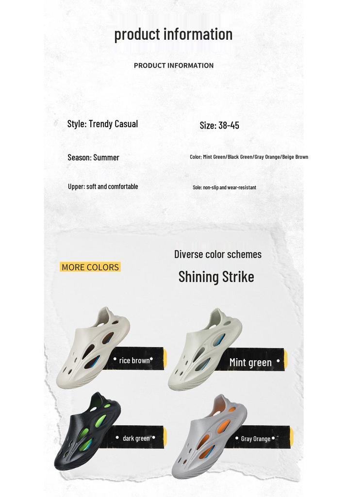 Men's Breathable Tech-Inspired Non-Slip Clog Sandals for Outdoor Sports and Beach Activities