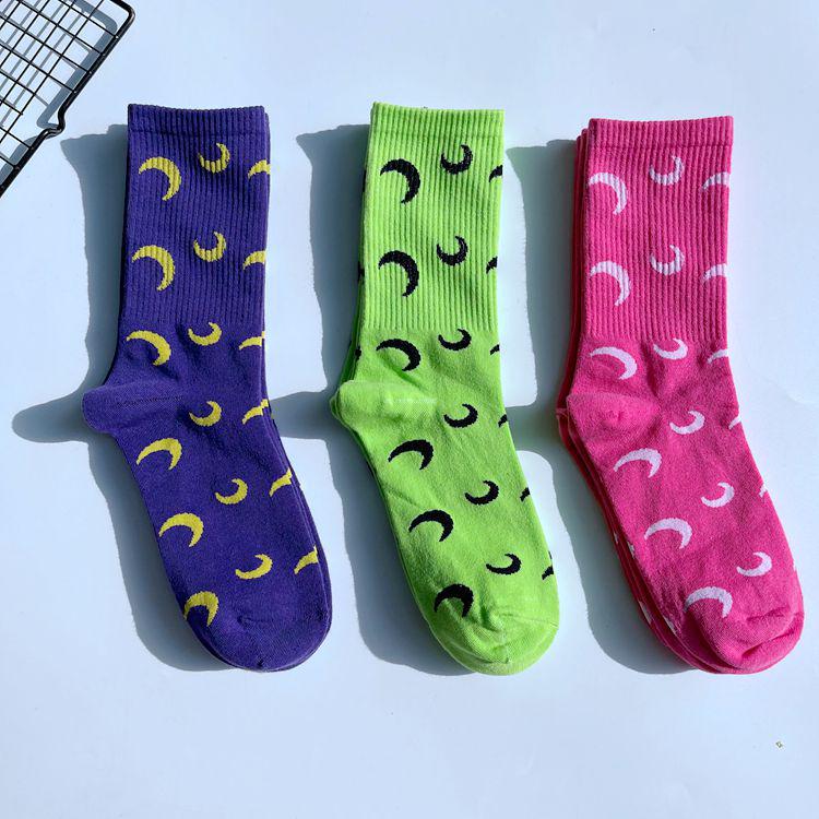 Calzini Unisex a Metà Polpaccio Bianchi e Viola Streetwear - Stile Harajuku Hip Hop Skateboard Europeo/Americano