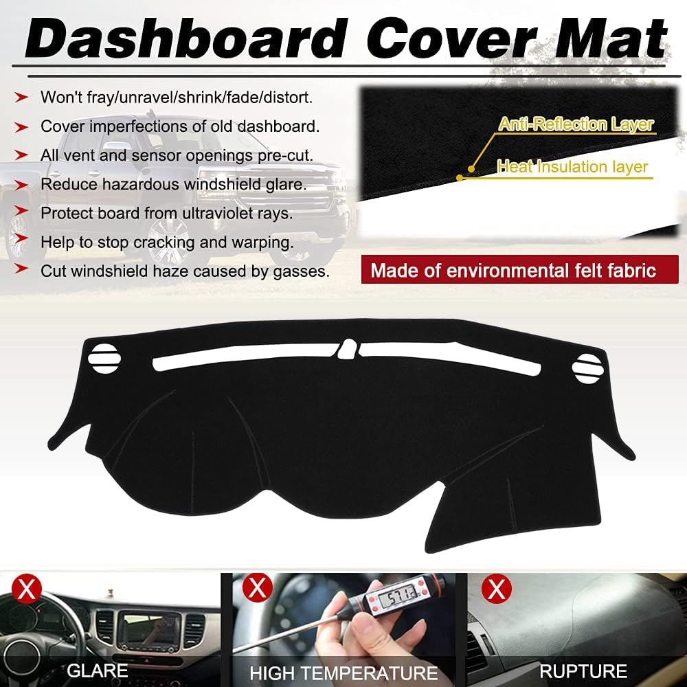 Dash Cover Mat Fit For Hyundai Sonata 2011 2012 2013 2014 With Cutout For Speakers, Dashboard Cover Pad Protector