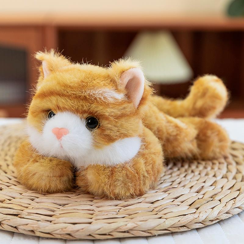 

Милые плюшевые игрушки из серии «Карманные», детские успокаивающие куклы-кошки, полосатая кошка на молнии, подарки для активности 18cm【0.3kg】 жёлтый