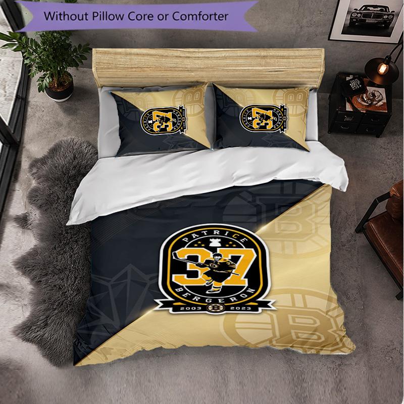 Set Biancheria da Letto Boston Bruins in Microfibra 3 Pezzi Copripiumino Decorativo per Camera da Letto Uso Domestico
