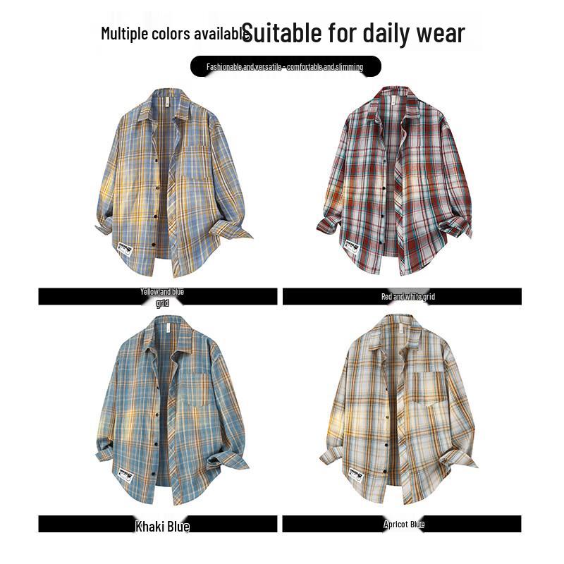 :CHOCOOLATEit Men's American Style Loose Fit Plaid Long Sleeve Shirt