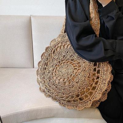 Sacs de paille ronds femmes été rotin tissé à la main plage sac à bandoulière cercle bohême sac à main
