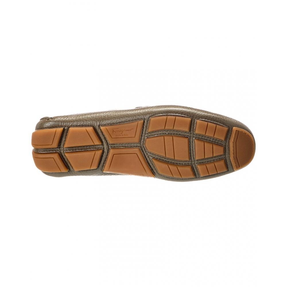 Salvatore Ferragamo Ferragamo Front Gancini Suede   Leather Driver Green