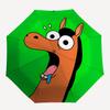 1pc Horse Expression Automatic Folding Umbrella Automatic Open/Close, 8-Rib Durable Frame, Compact Travel Umbrella Suitable032