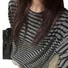 Women's Color Block Striped Long Sleeve T-Shirt - Korean Relaxed Fit, Chic Hong Kong Style