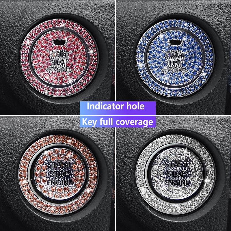 Adecuado Para Mercedes-Benz BMW Coche Arranque con Una Llave Anillo Decorativo Adhesivos Decorativos de Botón de Cristal Diamante Decoración de Coche