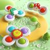 3Pcs/Set Baby Spinner Toy with Suction Cup Mushroom Lion Dinosaur Educational Table Bath Infant Spinning Fidget Toy Toddler Gift