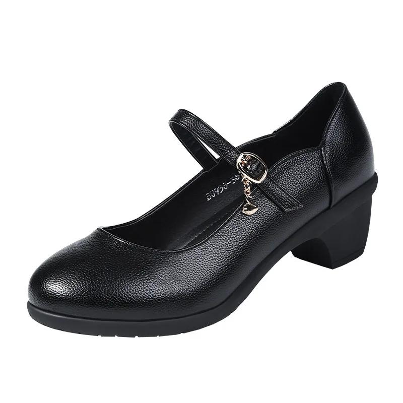 fashion women square heel dancing shoes ankle strap Mary Jane round toe comfortable ladies dancing party work wedding