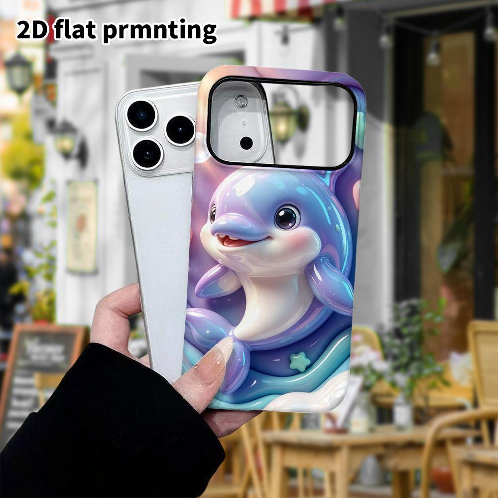 Phone Case: 2D Flat Design Suitable for iPhone 18 17 16 15 14 13 Pro Protective Case, Cartoon Dolphin, Perfect Christmas and Halloween Holiday Gift