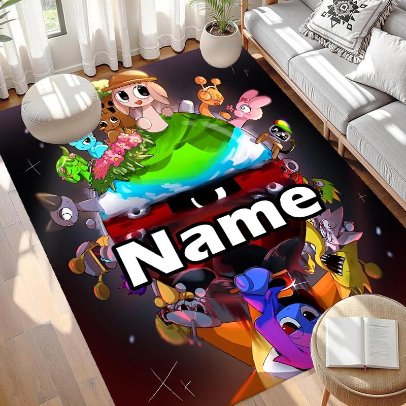 Custom Name Personalized Sprunki Game Print Carpet, Versatile Home Decor Rug, for Playroom, Apartment, Balcony, Entryway, Hallway Gift