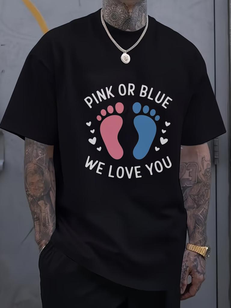 Maglietta Gender Reveal per Tutti con Impronte di Piedini Rosa o Blu - Noi Amiamo
