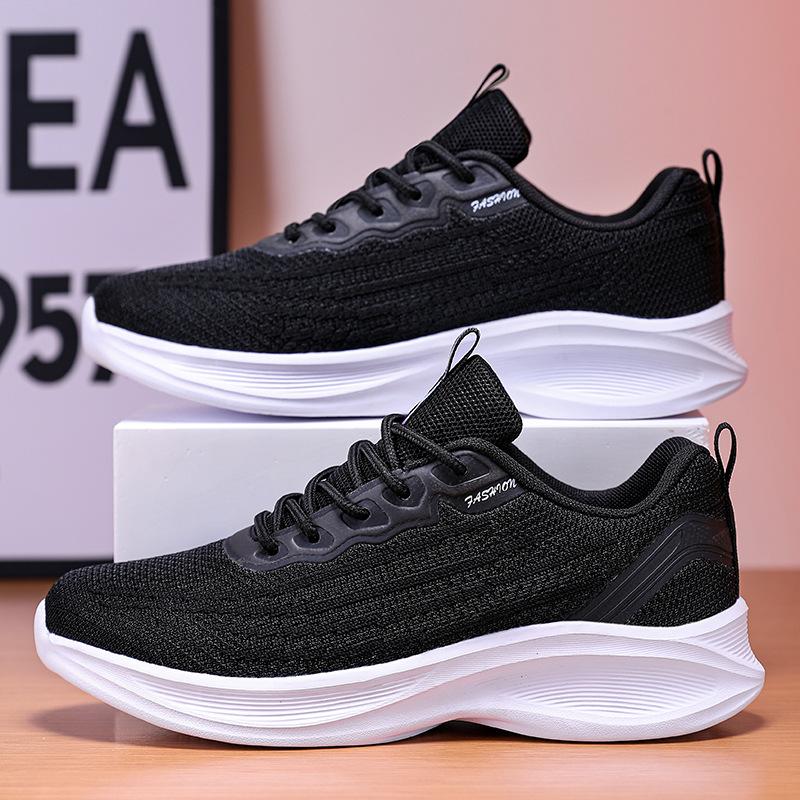 Shoes Spring and Autumn New Soft-soled Lightweight Sports Shoes Mesh Breathable Thick-soled Heightening Casual Running Shoes
