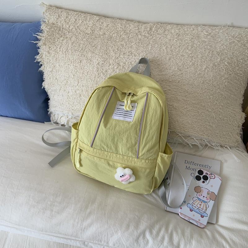 

Korean Lazy Wind School Bag Female College Student Lightweight Fashion Simple Travel Backpack Girls High School Sports Backpack no pendant жёлтый