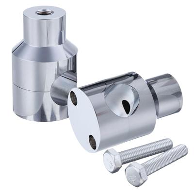 MSMint Universal Round Handle Post Handle Riser Clamp 1 Inch Billet Aluminum Silver Plated Compatible with American Custom Drag Star Vulcan Shadow