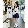 Girls' Cotton Patchwork Polo Vest Set - Summer 2026 Collection for Medium & Large Children, Sleeveless Lapel T-Shirt.