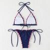 Split Neck Gathered Lace Bikini Swimsuit Women Sexy