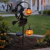 Metall-Rasenornamente für den Garten, Solarbetrieben, Halloween-Hexe, Kürbis, Erdspieß-Licht, Besen, Mond, Außen dekorationen, Statue, Skulptur, Dekor