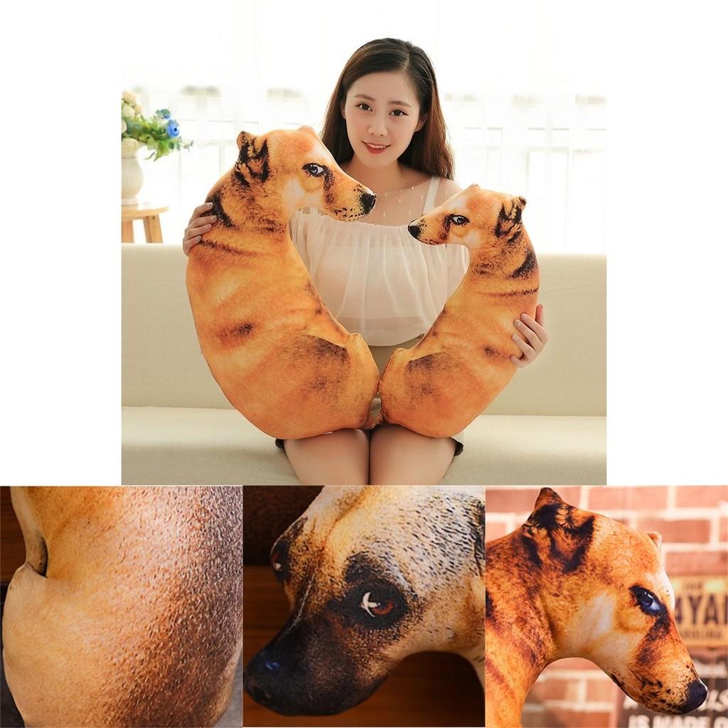 Cuscino Cane Simulazione 3D Creativo, Peluche Animale di Peluche Cane Per Bambini, Tessuto Corto in Peluche, Imbottitura in Cotone PP, Varie Dimensioni e Colori
