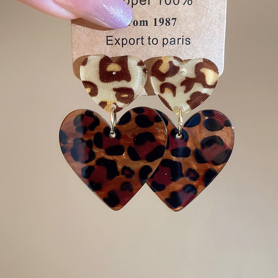 European and American retro fabric flower fringed leopard print earrings earrings personalized temperament earrings women