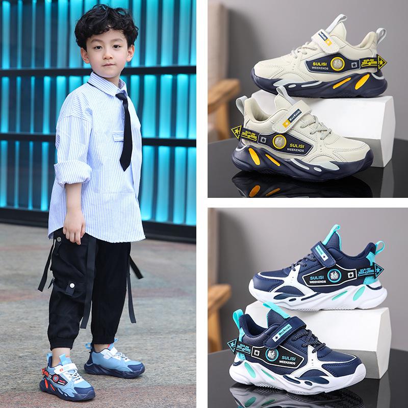 Boys Boys Leather Primary School Students Autumn and Winter 2025 Running Shoes Medium Older Children's Daddy Shoes Sneakers Casual New