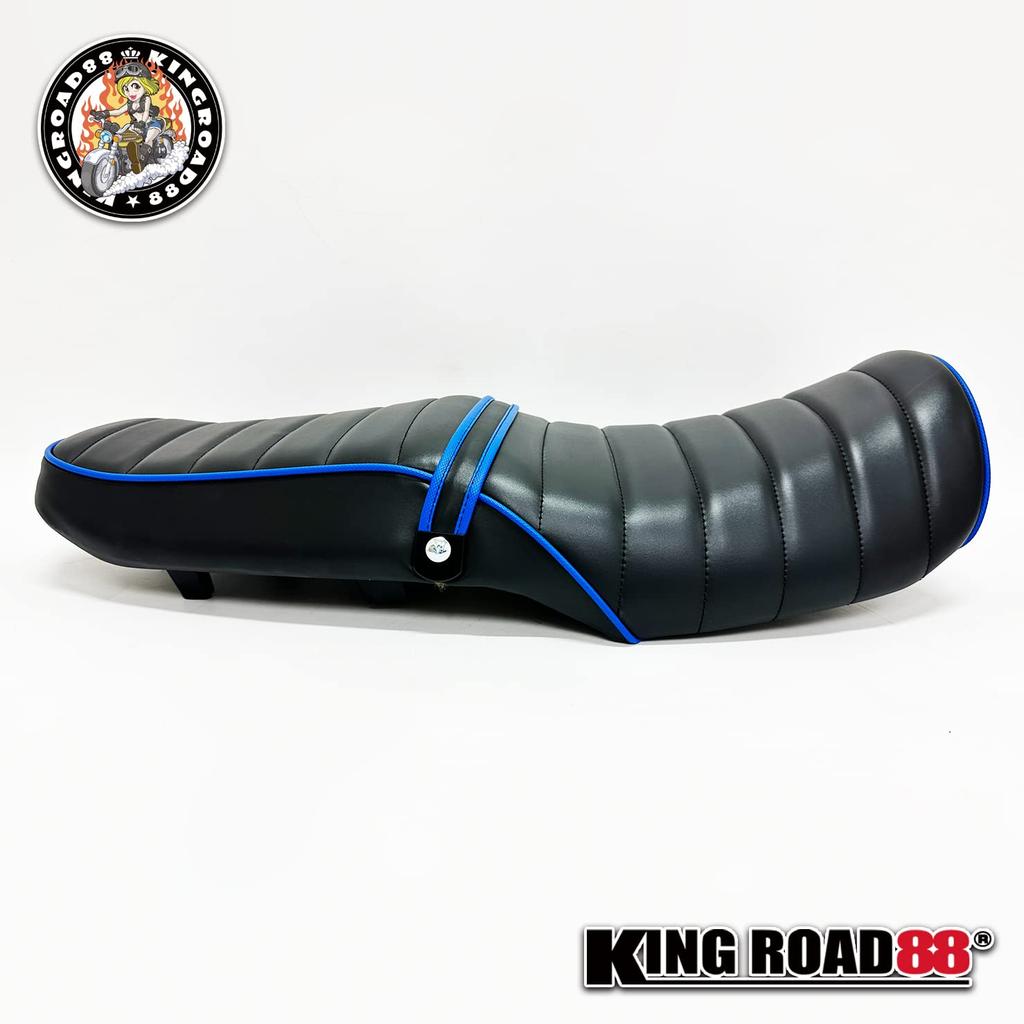 King Road 88 II Tuck Roll Blue Kawasaki/Barrios type/ZR250B seat/Anko cut/Synthetic leather/Sheet/Piping