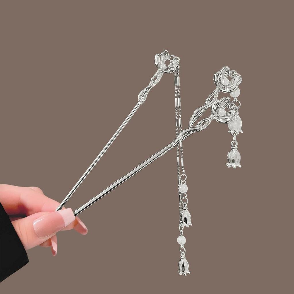 Elegant Ancient-Style Flower Hairpin - Modern High-End Chinese Hanfu Hair Accessory.