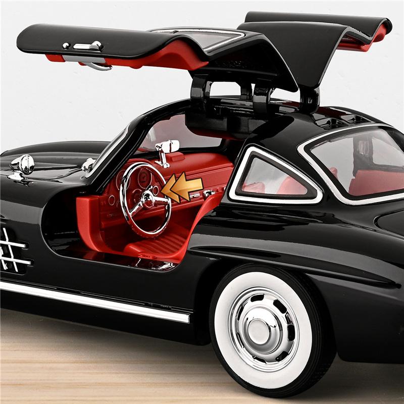 1/18 Benz 300SL Legering Klassisk Sportsbil Modell Støpte Metall Retro Gamle Kjøretøy Bilmodell Høy Simulering Lyd Lys Leker for Barn Gave