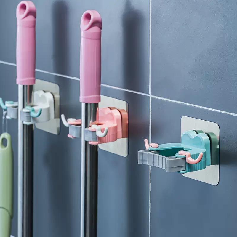 Multi specification Hooks Adhesive Wall Hanging Mop Rack Broom Hanger Hook Kitchen Bathroom Organization Home Accessories