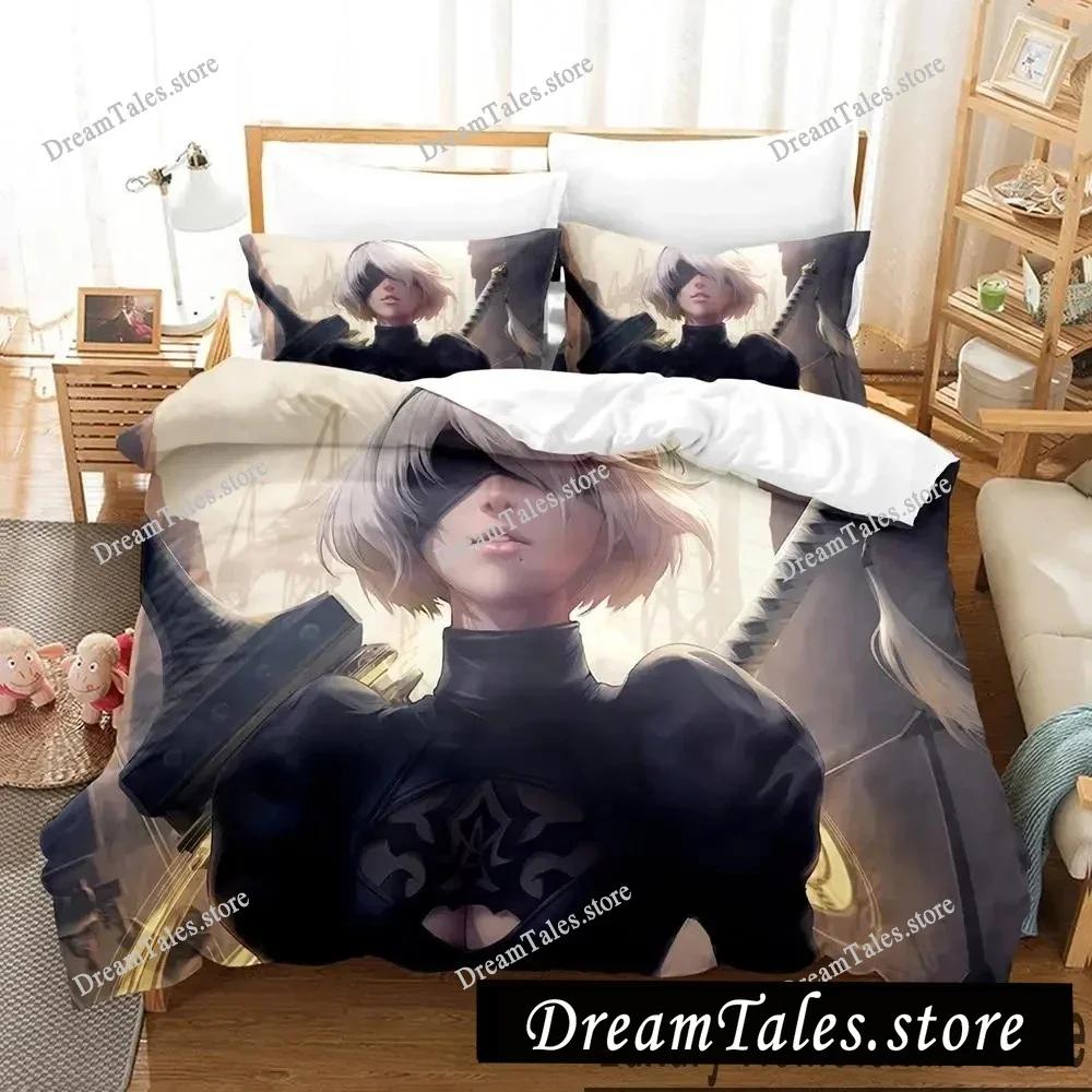 Home Textile Cartoons NieR Automata 2B Cover Duvet Cover Pillow Case Boy Girl Polyester Bedding Set King Queen Twin Size